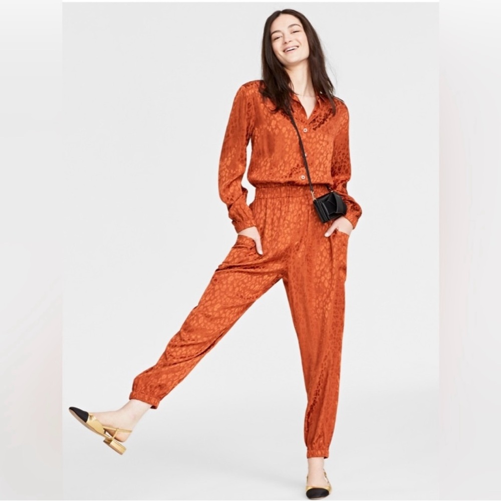 On 34th Women’s Collared Surplice Jumpsuit Toasted Ginger XXS NWT